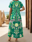 tanie Sukienki boho-Damskie Sukienka midi Sukienka letnia Sukienka A line Urlop Codzienny Boho Motylkowy Urlop Plaża Regularny Graficzny Geometryczny W Tureckie Wzory Krótki rękaw Wycięcie pod szyją Jasnoniebieski