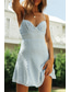 abordables Robes de Diplôme-Femmes Mini Robe Robe Blanche Robe de remise des diplômes Robe Nuisette Mode Moderne Extérieur Anniversaire Date Coupe régulière Uni Sans manches Bretelles spaghetti Blanche Bleu clair Été