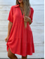 cheap White Casual Dresses-Women&#039;s Mini Dress Petite Dress White Dress Shirt Dress Casual Dress Summer Dress Fashion Classic Modern Daily Weekend Regular Fit Plain Half Sleeve Shirt Collar Black White Red Blue Summer