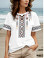 abordables T-shirt Boho-Femmes T-shirt Graphique Géométrique Élégant Occasionnel Manche Courte Col rond Hauts Réguliers Quotidien Week-end Tenues mignonnes Imprimé Noir Blanche Été Printemps