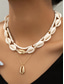 ieftine Colier de damă-set de colier boho cauri de damă – bijuterii de plajă în straturi cu accente aurii, choker de surf de vară realizat manual pentru vacanțe, festivaluri și îmbrăcăminte casual