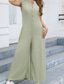 cheap Vacation Jumpsuit-Women&#039;s Normal Jumpsuit Streetwear Solid Color Sleeveless V Neck Buttons Street Going out Regular Fit Black White Light Green Summer