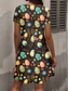 preiswerte Osterkleider-Ostern Damen Mini Kleid Shift Kleid Lässig Urlaub Täglich Regelmäßige Passform Grafik Kurzarm Notched Hals Schwarz Sommer Frühling