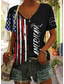 cheap Independence Day Top-Women&#039;s Patriotic  T Shirt Flag American Flag National Flag Casual Red White And Blue Short Sleeve Round Neck Regular Tops Daily Print Blue Summer