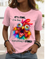 cheap Humor&amp;Quotes tee-Women&#039;s T Shirt Graphic Animal Letter Stylish Casual Short Sleeve Crew Neck Regular Tops Daily Weekend Print Pink Blue off-white Summer Spring