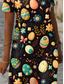 preiswerte Osterkleider-Ostern Damen Mini Kleid Shift Kleid Lässig Urlaub Täglich Regelmäßige Passform Grafik Kurzarm Notched Hals Schwarz Sommer Frühling