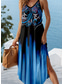 tanie Sukienki boho-Sukienka maxi dla kobiet sukienka letnia sukienka w linii A sukienka slip codzienna wakacyjna regularny krój kwiatowa graficzna bez rękawów dekolt w serek niebieska lato wiosna