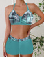cheap Bikini Sets-Women&#039;s Swimwear Bikini 2 Piece Monokini Cheeky Swimsuit Knitted Vacation Tropical Color Block Stripe Plunge Sleeveless Bathing Suits