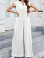 cheap Vacation Jumpsuit-Women&#039;s Normal Jumpsuit Streetwear Solid Color Sleeveless V Neck Buttons Street Going out Regular Fit Black White Light Green Summer