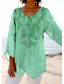 cheap Boho Tops-Women&#039;s Blouse Long Sleeve Asymmetrical Hem Floral Graphic Stylish Ethnic Beach Short Sleeve V Neck Regular Tops Daily Holiday Print Pink Blue Purple Green Summer Spring