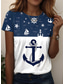 cheap Humor&amp;Quotes tee-Women&#039;s T Shirt Rose Floral Graphic Elegant Vintage Fashion Short Sleeve Round Neck Regular Tops Daily Going out Weekend Print White Navy Blue Blue Dusty Blue Light Blue Summer