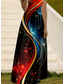preiswerte Kunst &amp; Design Kleider-Damen Maxi Kleid Sommerkleid A-Linie Kleid Slip Kleid Urlaub Lässig Urlaub Alltag Strand Reguläre Passform Ombre Grafik Geometrisch Ärmellos V-Ausschnitt Rot Sommer Frühling