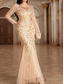 cheap Under $129.99-Dress Mother of the Bride Dress Elegant Party Crew Neck Floor Length Polyester Long Sleeve with Embroidery