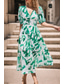 cheap Elegant Floral Dresses-Women's Midi Dress Graduation Dress Floral Dress Fashion Outdoor Graduation Going out Regular Fit Flower Short Sleeve V Neck Blue Black Light Green Red Summer