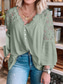 voordelige Kant Tops-Dames Blouse Effen Kleur Stijlvol Casual Lange mouw V-hals Normale tops Dagelijks Knop Zwart Wit Rood Paars Groen Zomer Lente