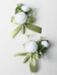 billige Bryllupsdrakter-Herre Bryllup Blomsterknapp Sommer Bryllup Hvit Champagne Blomsterknapp Brudgom og Forlovere Blomst Tilbehør Fest Dress Dekorasjoner