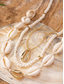ieftine Colier de damă-set de colier boho cauri de damă – bijuterii de plajă în straturi cu accente aurii, choker de surf de vară realizat manual pentru vacanțe, festivaluri și îmbrăcăminte casual