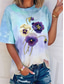 cheap Floral tee-Women&#039;s T Shirt Floral Graphic Tie Dye Casual Long Sleeve Crew Neck Regular Tops Daily Print Pink Blue Spring Fall
