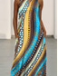 preiswerte Kunst &amp; Design Kleid-Damen Maxi Kleid A-Linie Kleid Lässig Alltag Lockerer Schnitt Geometrisch Ärmellos Eingekerbter Ausschnitt Blau Sommer