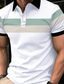 preiswerte Rugby-Polo für Herren-Herren Horizontale Streifen Rugby-Poloshirt Kurzarm Polo-Shirts Hemden mit Kragen Business-Casual Schule Outdoor Athleisure 3D-Druck Sommer Frühling Herbst Schwarz Weiß Rosa