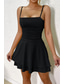 ieftine Rochii de absolvire-Pentru femei Rochie Mini Rochie albă Rochie de absolvire Rochie Slip Modă Zi de Naștere Absolvire Dată Fit regulat Simplu Fără manșon Bretele Spagheti Negru Alb Galben Roșu-aprins Vară