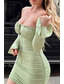 cheap White Graduation Dresses-Women&#039;s Mini Dress White Dress Graduation Dress Bodycon Elegant Fashion Birthday Graduation Date Regular Fit Plain Long Sleeve Off Shoulder Black White Light Green Wine Summer