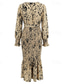 cheap Cocktail Dress-Women&#039;s Midi Dress Cocktail Dress Sheath Dress Fashion Vacation Holiday Tea Party Regular Fit Leopard Long Sleeve V Neck Black Khaki Apricot Summer