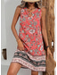 billiga Boho klänningar-Dam Mini klänning Solklänning Sommarklänning Semester Ledigt Semester Dagligen Normal Blommig Grafisk Stam Ärmlös Rund hals Orange Sommar
