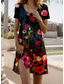 preiswerte Blumenkleid-Damen Mini Kleid A-Linie Kleid T-Shirt Kleid Tee Kleid Sommerkleid Freizeit Alltag Regelmäßiger Schnitt Blumengrafik Kurzarm Rundhals Dunkelrot Sommer Frühling