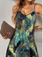 preiswerte Kunst &amp; Design Kleider-Damen Minikleid A Linie Kleid Unterkleid Schulterfreies Kleid Urlaub Lässig Urlaub Täglich Normale Passform Grafik Blatt Ärmellos V Ausschnitt Dunkelgrün Purpur Grün Sommer