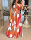 cheap Casual Floral Dresses-Women&#039;s Long Dress Maxi Dress Swing Dress Halter Neck Dress Print Dress Elegant Going out Summer Dress Regular Fit Floral Geometric Sleeveless Halter Neck White Orange Green Beige Summer