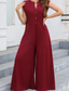 cheap Vacation Jumpsuit-Women&#039;s Normal Jumpsuit Streetwear Solid Color Sleeveless V Neck Buttons Street Going out Regular Fit Black White Light Green Summer