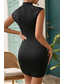 abordables mini robe noire-Femmes Mini Robe Robe noire Robe de Cocktail Robe de Cérémonie Robe Cheongsam Mode Vacances Sortir Week-end Coupe régulière Uni Sans manches Col montant Noir Été