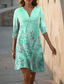abordables Robe Fleurie-Robe Mini Femme Robe Chasuble Formelle Vacances Quotidiennes Ajustement Régulier Graphique Floral Manches 3/4 V Col Rose Bleu Violet Vert Été Printemps