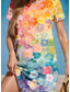 preiswerte Blumenkleid-Damen Mini-Kleid A-Linien Kleid T-Shirt Kleid Tee Kleid Urlaub Freizeit Täglich Reguläre Passform Florale Grafik Kurzarm Rundhals Regenbogen Sommer Frühling
