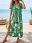 tanie Sukienki boho-Damskie Sukienka midi Sukienka letnia Sukienka A line Urlop Codzienny Boho Motylkowy Urlop Plaża Regularny Graficzny Geometryczny W Tureckie Wzory Krótki rękaw Wycięcie pod szyją Jasnoniebieski