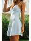 abordables Robes de Diplôme-Femmes Mini Robe Robe Blanche Robe de remise des diplômes Robe Nuisette Mode Moderne Extérieur Anniversaire Date Coupe régulière Uni Sans manches Bretelles spaghetti Blanche Bleu clair Été