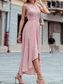 abordables Moins de 129,99 $-Robe de la mère de la mariée robe invitée de mariage élégante décontractée col rond longueur de sol en polyester sans manches avec dentelle