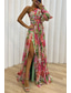 cheap Elegant Floral Dresses-Women&#039;s Long Dress Maxi Dress Prom Dress Party Dress Print Dress Elegant Fashion Party Special Occasion Regular Fit Flower Long Sleeve One Shoulder Yellow Purple Green Summer