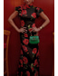 cheap Casual Floral Dresses-Women&#039;s Long Dress Maxi Dress Party Dress Cheongsam Dress Fashion Outdoor Party Tea Party Regular Fit Flower Sleeveless Stand Collar Black Red Apricot Summer