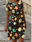 preiswerte Osterkleider-Ostern Damen Mini Kleid Shift Kleid Lässig Urlaub Täglich Regelmäßige Passform Grafik Kurzarm Notched Hals Schwarz Sommer Frühling