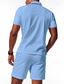 abordables Polo Classique pour Hommes-Homme Polo Polo quart de zip Extérieur Tenue quotidienne Revers Manche Courte Mode Hawaïen Uni 2 pièces Été Coupe régulière Noir Blanche Bleu Roi Vert Kaki Gris Polo