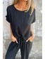 economico Set in cotone e lino-Per donna Quotidiano Set ispirati al lino Set da due pezzi Blusa Manica Corta Girocollo Tinta unica Coulisse Quotidiano Ferie Nero Verde militare Arancione Estate Vestibilità regolare