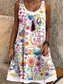 abordables Humor y Citas Vestidos-Mujer Mini vestido Vestido estilo camiseta Vestido de verano Vestido de una línea Vacaciones Fiesta Vacaciones Holgado Graphic Sin Mangas Escote en U Blanco Gris Oscuro Verano Primavera