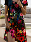 preiswerte Blumenkleid-Damen Mini Kleid A-Linie Kleid T-Shirt Kleid Tee Kleid Sommerkleid Freizeit Alltag Regelmäßiger Schnitt Blumengrafik Kurzarm Rundhals Dunkelrot Sommer Frühling