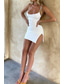 cheap White Graduation Dresses-Women&#039;s Mini Dress White Dress Graduation Dress Sexy Dress Slip Dress Fashion Mature Graduation Date Going out Regular Fit Plain Sleeveless Spaghetti Strap White Summer