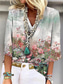 cheap Floral Tops-Women&#039;s Blouse Ombre Floral Graphic Stylish Beach Short Sleeve V Neck Regular Tops Daily Print Sage Green Summer Spring Fall
