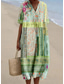tanie Sukienka boho-Damskie Sukienka midi Sukienka letnia Urlop Codzienny Styl plażowy Codzienny Wyjściowe Luźna Graficzny Plemienny Krótki rękaw W serek Rumiany róż Fioletowy Zielony Lato