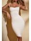 cheap White Graduation Dresses-Women&#039;s Midi Dress White Dress Graduation Dress Bodycon Slip Dress Fashion Vacation Birthday Holiday Regular Fit Plain Sleeveless Spaghetti Strap Black White Wine Red Summer