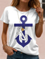 cheap Humor&amp;Quotes tee-Women&#039;s T Shirt Rose Floral Graphic Elegant Vintage Fashion Short Sleeve Round Neck Regular Tops Daily Going out Weekend Print White Navy Blue Blue Dusty Blue Light Blue Summer